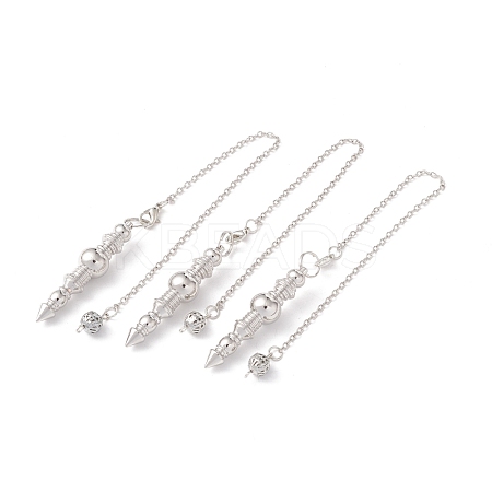 Rack Plating Brass Cable Chain Pointed Dowsing Pendulums HJEW-G016-02P-1