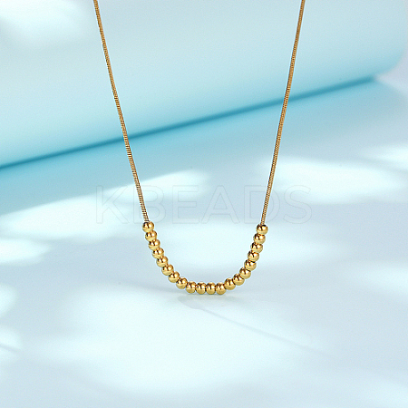 304 Stainless Steel Round Beaded Pendant Necklaces for Women QC8128-1-1