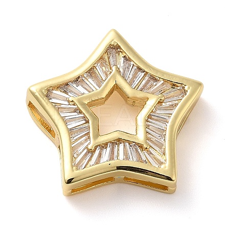 Rack Plating Brass Micro Pave Cubic Zirconia Silde Charms KK-C047-07G-1