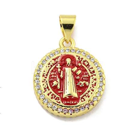 Rack Plating Brass Micro Pave Cubic Zirconia Pendants KK-B091-22G-05-1
