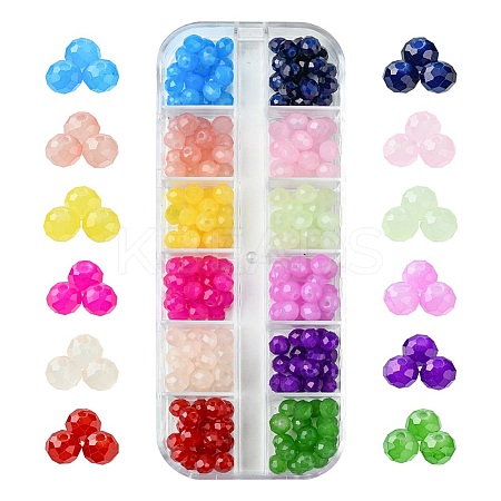 216Pcs 12 Colors Baking Paint Imitation Jade Glass Bead Strands DGLA-FS0001-08-1