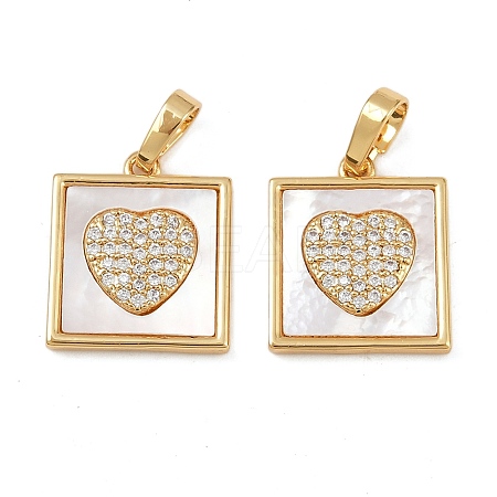 Brass Micro Pave Clear Cubic Zirconia Pendants KK-C109-07B-G-1