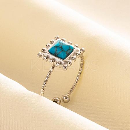 Square Synthetic Turquoise Finger Rings EW3188-2-1