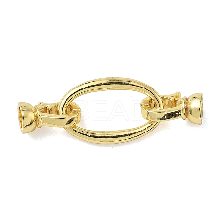 Oval Brass Fold Over Clasps KK-Z143-13G-1