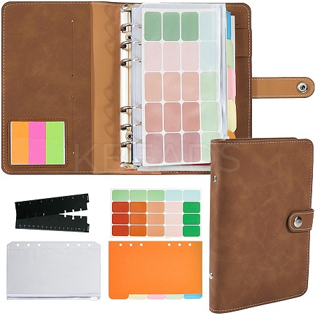 Imitation Leather A6 Portable Pocket BuckleLoose-Leaf Notebook AJEW-WH20001-45C-1