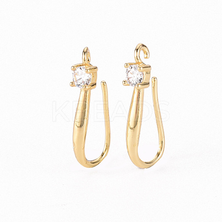 Brass Micro Pave Clear Cubic Zirconia Earring Hooks ZIRC-S068-003-NF-1