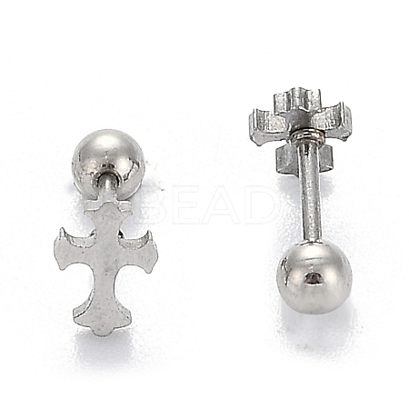Tarnish Resistant 201 Stainless Steel Barbell Cartilage Earrings EJEW-R147-31-1