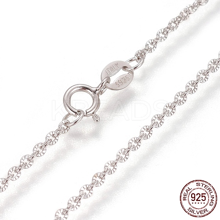 Anti-Tarnish Rhodium Plated 925 Sterling Silver Cable Chain Necklaces STER-L059-12P-1