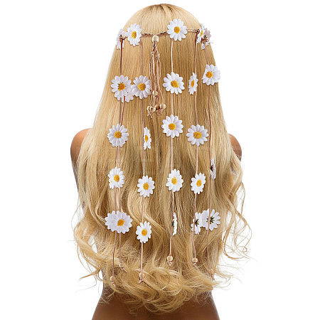 Cloth Sunflower Hippie Headband Floral Crown OHAR-WH0011-12D-1