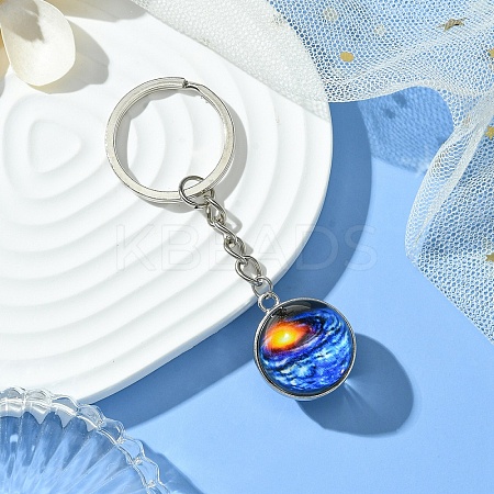 Round Glass Beads Keychain KEYC-YW00066-04-1