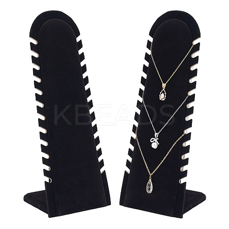 Wood Covered with Velvet Slant Back Necklace Display Stands EDIS-WH0016-059-1