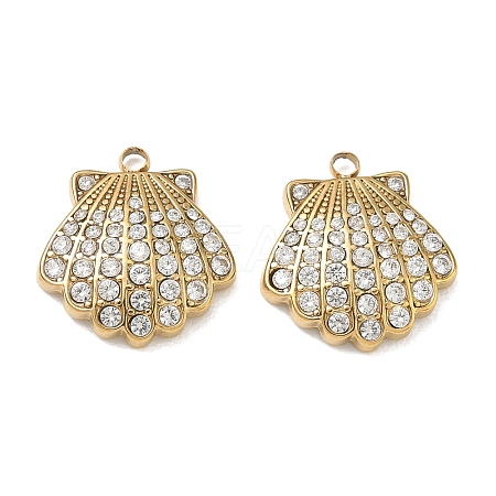 304 Stainless Steel Micro Pave Clear Cubic Zirconia Pendants CU-CBAF0F8-01A-G-1