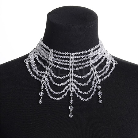 Bohemian Style Glass Multi Layered Choker Necklaces for Women FS-WG32393-02-1