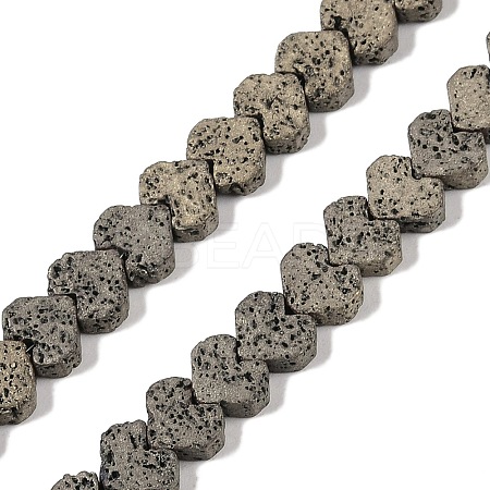 Electroplated Natural Lava Rock Beads Strands G-Q1009-G01-02D-1