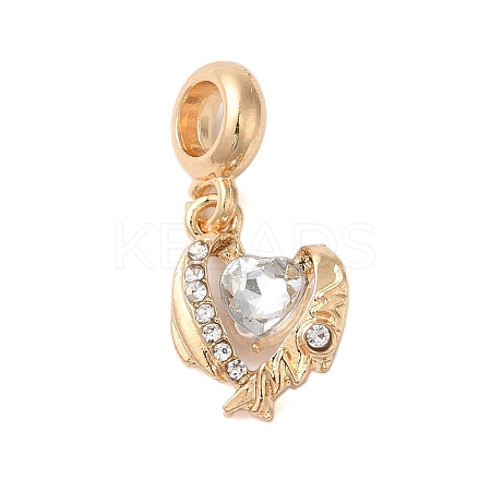 Rack Plating Alloy Crystal Rhinestone European Dangle Charms PALLOY-S189-36G-1