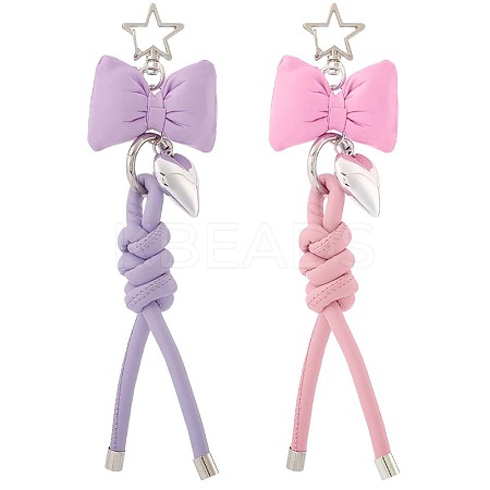 2Pcs 2 Colors Imitation Leather Keychain KEYC-CL0001-03A-1