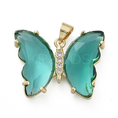 Brass Micro Pave Clear Cubic Zirconia Pendants ZIRC-P079-A01-12-1