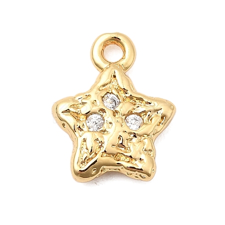 Brass Micro Pave Clear Cubic Zirconia Charms KK-F916-31G-1