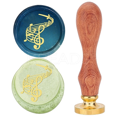 Brass Wax Seal Stamps with Rosewood Handle AJEW-WH0412-0071-1