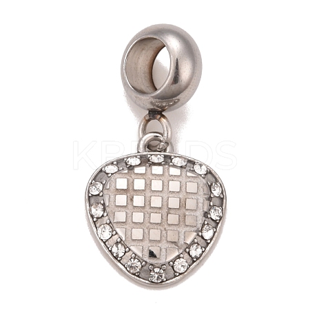 304 Stainless Steel Crystal Rhinestone European Dangle Charms STAS-F278-17P-1