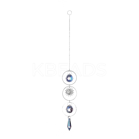 AB Color Plated Crystal Bullet Big Pendant Decorations HJEW-G019-03D-1