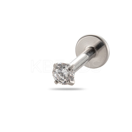 G23 Titanium Alloy Cubic Zirconia 17 Gauge Flat Round Threadless Labrets WG94BD7-01-1