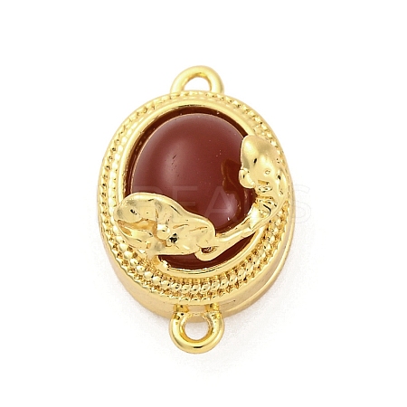 Brass Red Agate Magnetic Clasps KK-C066-15G-1