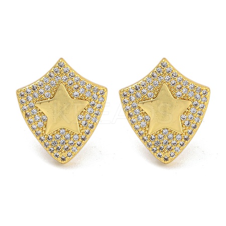 Rack Plating Brass Micro Pave Clear Cubic Zirconia Stud Earrings EJEW-I313-18B-G-1