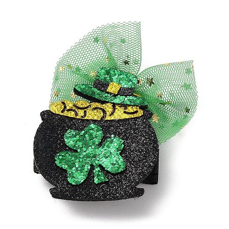 Saint Patrick's Day Sequins Felt Alligator Hair Clips PHAR-K004-01E-1