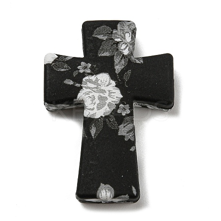 Cross with Flower Silicone Focal Beads X-SIL-G006-02G-1