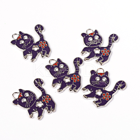 Alloy Enamel Kitten Pendants LS-ENAM-P033-3-1