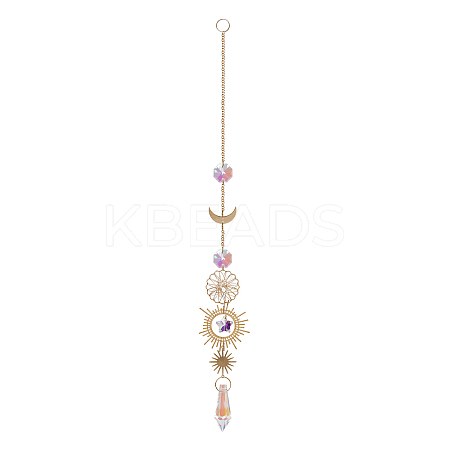 Cone Glass Big Pendant Decorations DJEW-PW0017-10A-1