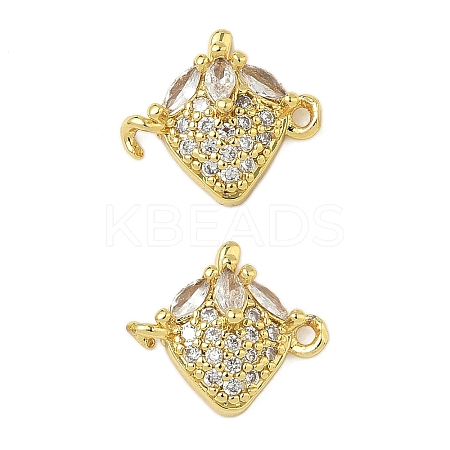 Brass Pave Clear Cubic Zirconia Fruit Connector Charms KK-Z109-01G-01-1