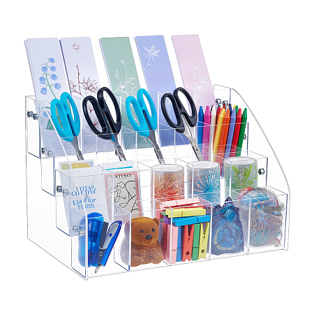 4-Tier Transparent Acrylic Pen Holder Display Stand AJEW-WH0609-334-1