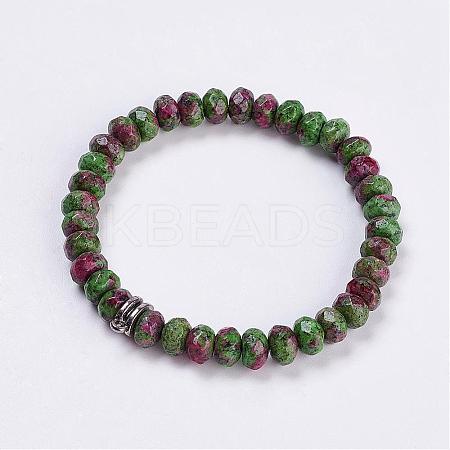 Natural Ruby in Zoisite Stretch Bracelets BJEW-JB03188-03-1