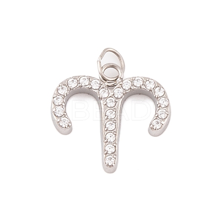 316 Stainless Steel Micro Pave Cubic Zirconia Pendants STAS-K284-01A-P-1