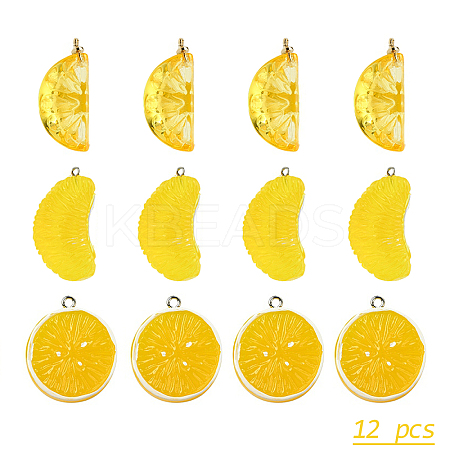 12Pcs 3 Styles Opaque Resin Pendants RESI-YW0003-39C-1