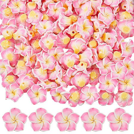 100Pcs Handmade Polymer Clay 3D Flower Plumeria Beads CLAY-SC0002-48D-1