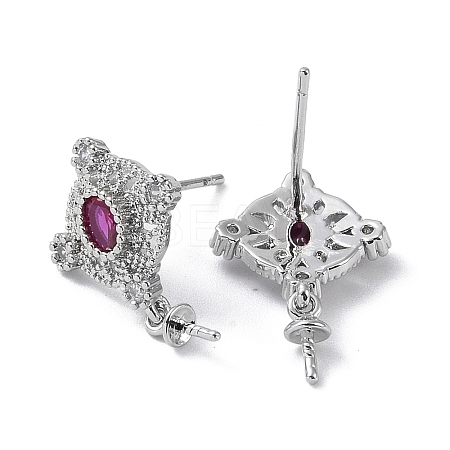 Brass Cubic Zirconia Rhombus Stud Earring Findings LS-KK-B087-04P-1-1