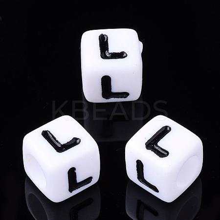 Acrylic Horizontal Hole Letter Beads PL37C9129-L-1
