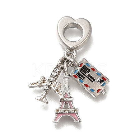 Rack Plating Alloy Crystal Rhinestone European Dangle Charms PALLOY-P307-21P-1