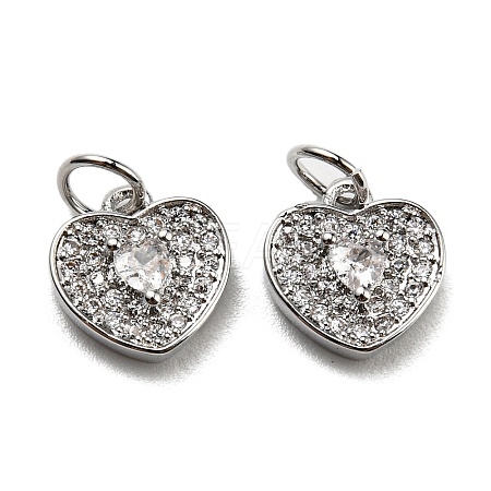 Brass Micro Pave Clear Cubic Zirconia Charms KK-G472-01P-1