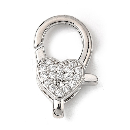 Brass Clear Cubic Zirconia Lobster Claw Clasps KK-Z078-46A-P-1