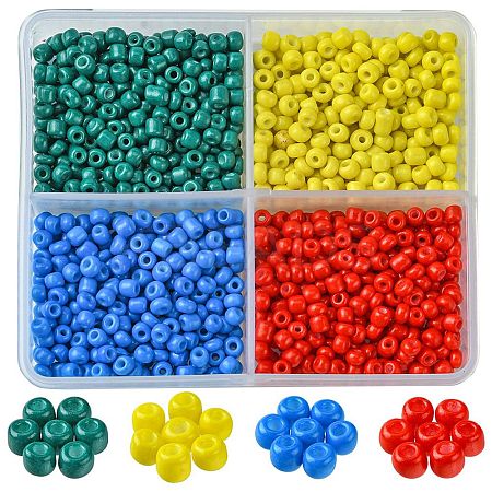 800pcs 4 Colors Baking Paint 15/0 Glass Round Seed Beads SEED-FS0001-21B-1