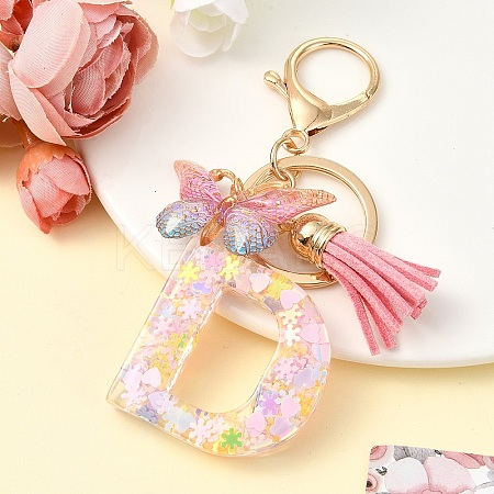 Resin & Acrylic & Faux Suede Tassel Keychain KEYC-YW00124-04-1