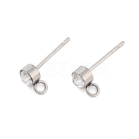 Non-Tarnish 202 Stainless Steel Rhinestone Stud Earring Findings STAS-U012-05P-1