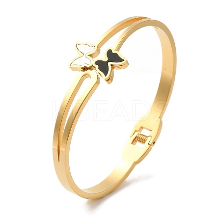 Adjustable Butterfly Enamel Shell Torque Bangles BJEW-F474-16G-1