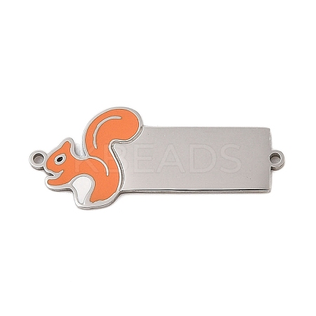 304 Stainless Steel Dark Orange Enamel Connector Charms STAS-P377-12P-1