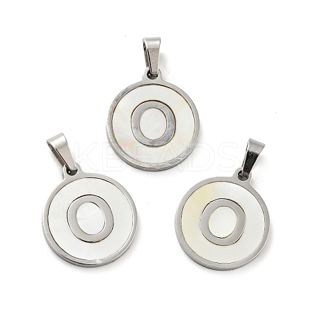 304 Stainless Steel with White Shell Pendants STAS-G268-01O-P-1