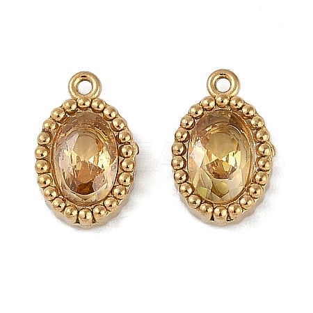 Ion Plating(IP) 304 Stainless Steel Micro Pave Cubic Zirconia Charms STAS-K256-19G-09-1